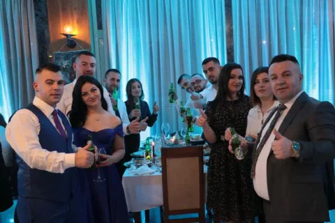 Guests posing together at a celebration